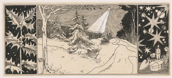 Stella che brilla su un paesaggio invernale