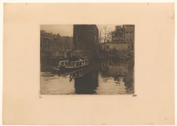 Veduta del sollevamento presso la Montelbaanstoren ad Amsterdam