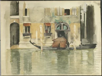 Gondola davanti a una casa veneziana