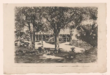 Scuderie dietro alberi a Giava