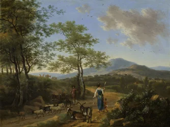 Paesaggio italiano con pastori