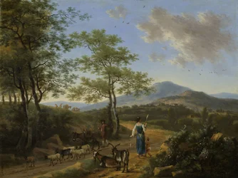 Paesaggio italiano con pastori