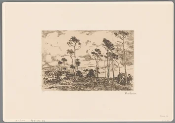 Paesaggio con alberi spogli e taglialegna