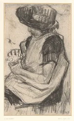 Ragazza seduta, verso sinistra