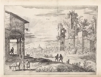 Paesaggio con il buon samaritano presso la locanda