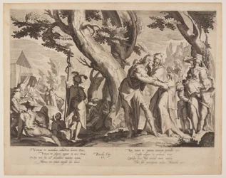 Incontro tra Mosè e Jethro, tavola 1 da Troni di giustizia (Thronus Iustitiae)