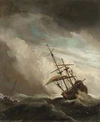 Una nave in alto mare colpita da una burrasca, conosciuta come 