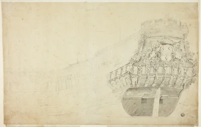 Schizzo parziale di una nave olandese vista da babordo