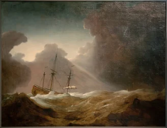 Nave olandese davanti a una tempesta in avvicinamento
