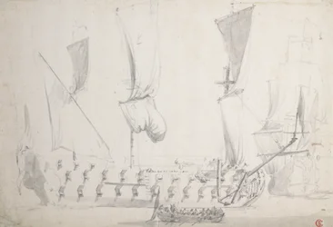 Una nave inglese di quarta classe con venti leggeri, c.1681