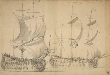 Una terza e una quarta classe inglese a vela, c.1677