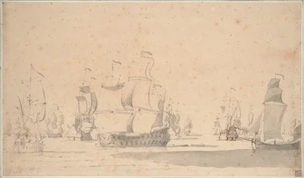 Navi inglesi, un ketch e una galiotta in una leggera brezza, giugno 1673?, c.1673
