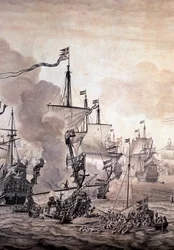 La battaglia del Sund tra le flotte olandese e svedese, 8 novembre 1658 (dettaglio)