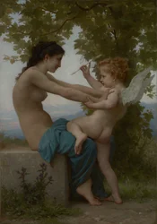 Una giovane ragazza che si difende da Eros