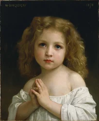 Ritratto di una bambina con le mani giunte in preghiera