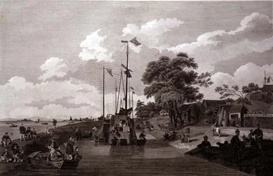 Vista del Lago Pao-Yng dove è separato dal Gran Canale da un argine di terra, inciso da William e Elizabeth Ellis