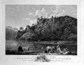 Veduta del castello di Lismore, contea di Waterford, Irlanda, inciso da Thomas Milton, 1786