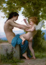 Una giovane ragazza che si difende da Eros