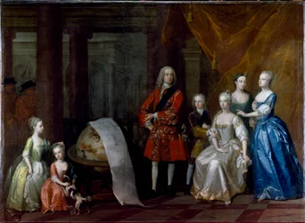 Ritratto di gruppo di Federico, Principe di Galles, con suo fratello il Duca di Cumberland e le loro cinque sorelle