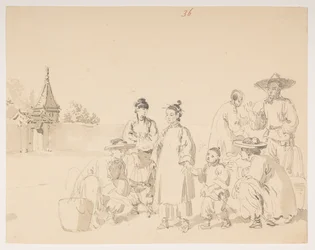 Un gruppo, da un album di 372 disegni di paesaggi, coste, costumi e vita quotidiana realizzati durante l