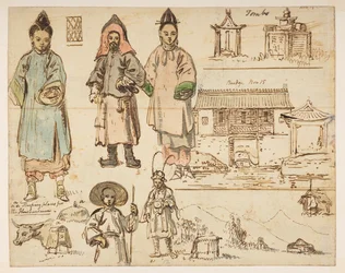 Studi di figure e edifici inclusi 