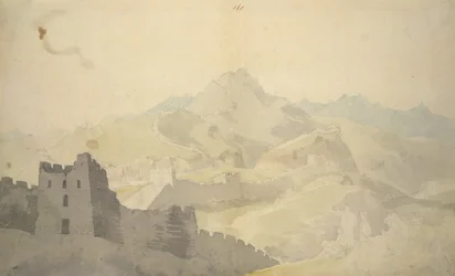 La Grande Muraglia Cinese, da Album di 220 disegni, principalmente profili di coste, costumi e vita quotidiana durante l