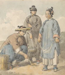 Tre donne cinesi venditrici ambulanti