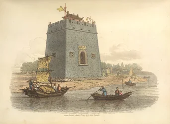 Veduta di un castello vicino alla città di Tien-sin