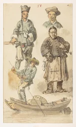 Studi di cinesi, da un Album di 372 disegni di paesaggi, coste, costumi e vita quotidiana realizzati durante l