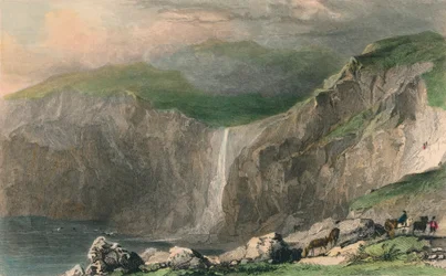 Cascata e cava di pietra, vicino a Boscastle