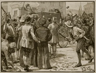 Attacco a Sir Charles Wetherell a Bristol, illustrazione da 