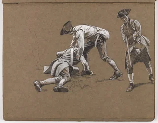 Studio per il dipinto a olio di William Barns Wollen, La Battaglia di Lexington 1775