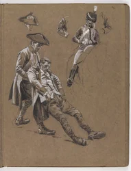 Studio per il dipinto a olio di William Barns Wollen, La battaglia di Lexington 1775