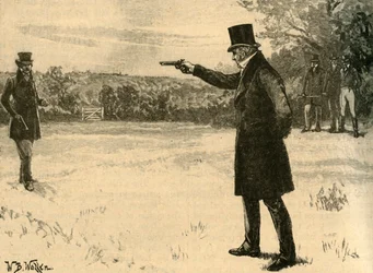 Il duello del Duca di Wellington con il Conte di Winchilsea, Battersea Fields, Londra, 1829 c1890