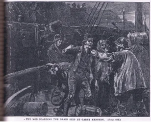 La folla che sale su una nave di grano a Garry Kennedy AD 1841