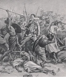 La piazza di Abu-Klea, 17 gennaio 1885, illustrazione da British Battles on Land and Sea, 1915