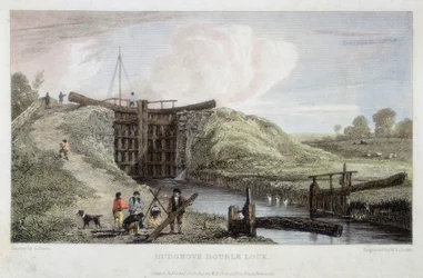 Doppia chiusa di Dudgrove sopra Lechlade, Canale del Tamigi e Severn, 1814