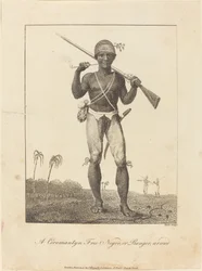 Un negro libero di Coromantyn, o ranger, armato