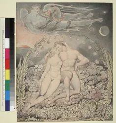 Illustrazione 5 del "Paradiso perduto" di Milton: Satana osserva la fine di Adamo ed Eva