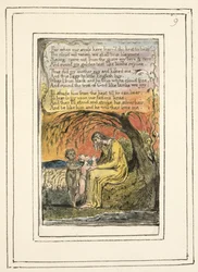 P.124-1950.pt9 Il ragazzino nero (cont.): lastra 9 da Songs of Innocence and of Experience (copia R) c.1802-08 (acquaforte, inchiostro e acquerello)