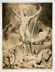 Satana che aizza gli angeli ribelli (penna e acquerello su carta)