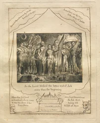 Il Libro di Giobbe: Tav. 21, Così il Signore benedisse la fine di Giobbe più dell