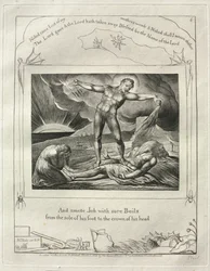 Il Libro di Giobbe: Pl. 6, E colpì Giobbe con piaghe dolorose dalla pianta del piede..., 1825