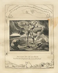 Il Libro di Giobbe: Pl. 6, E colpì Giobbe con piaghe dolorose dalla pianta del piede alla sommità del capo