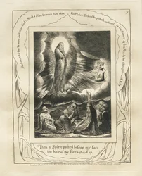 Il libro di Giobbe: Pl. 9, Allora uno spirito passò davanti al mio volto e i peli della mia carne si rizzarono, 1825