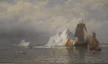 Baleniere e pescherecci vicino alla costa del Labrador, c.1880
