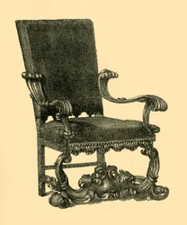 Sedia in legno di noce, c1685-1710, 1881