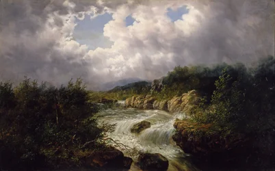 Le cascate di Tamahaka, Contea di Cherokee, Carolina del Nord, c.1860-70 (olio su tela)