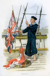 Marinaio della Royal Navy che segnala, c1890-c1893