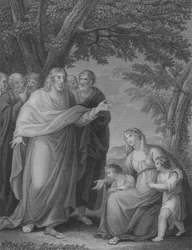Cristo e i figli di Zebedeo, Matteo 20, Versetto 20-29 (incisione)